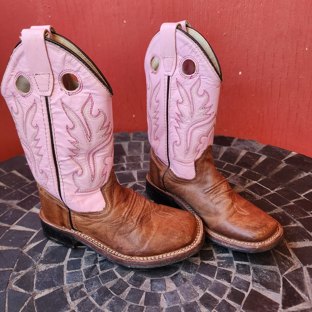 Old West Pink and Brown Western Boots